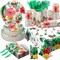 402 Pcs Hawaiian Floral Paper Plates and Napkins Spring Summer Disposable Dinnerware Set for 50 Guests Flower Party Supplies Floral Plates Napkins Cups Tablecloths for Birthday Baby Shower